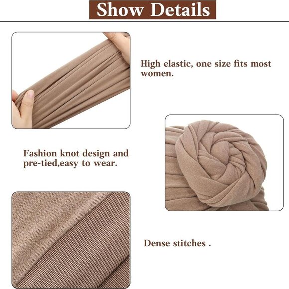 4 Pcs African Headwrap Turban for Women Stylish Hair Cover Trendy Good Fit main image 4